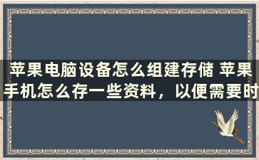 苹果电脑设备怎么组建存储 苹果手机怎么存一些资料，以便需要时随时打开呢